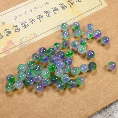 冰种飘花紫绿玉髓玛瑙散珠圆珠DIY饰品配件水晶手链项链配珠批发