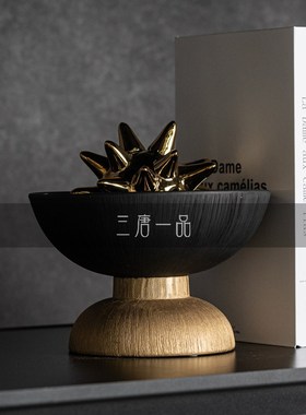 奢华金几何艺术品摆件客厅酒柜现代样板间开放格书架高级感装饰品