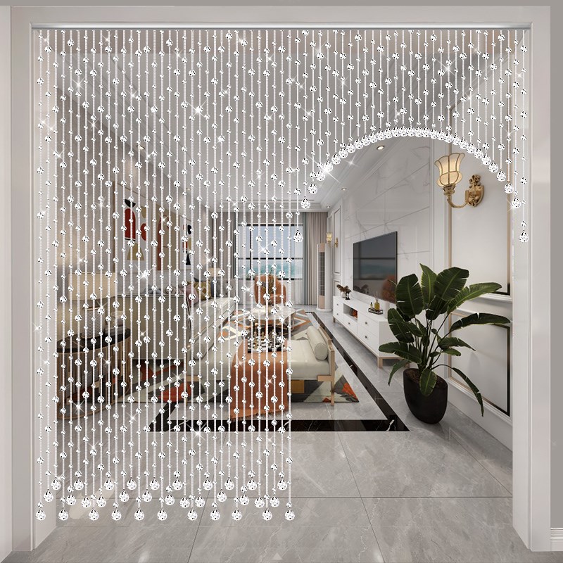 门帘现代简约卧室水晶珠帘隔断帘客厅玄关过道装饰家用珠链免打孔