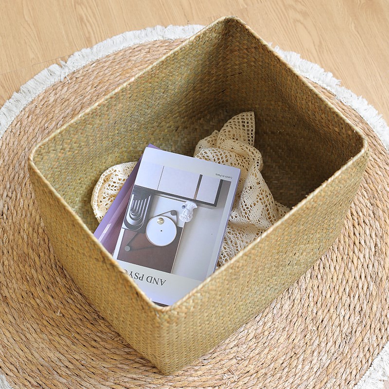 海草编大号收纳筐客厅抽屉储物篮卧室毛巾衣物拖鞋整理篮手工