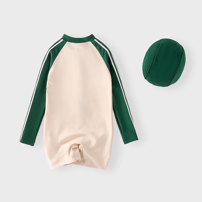 男童连体长袖防晒泳装海边专业洋气游泳衣宝宝夏装儿童冲浪服潮款