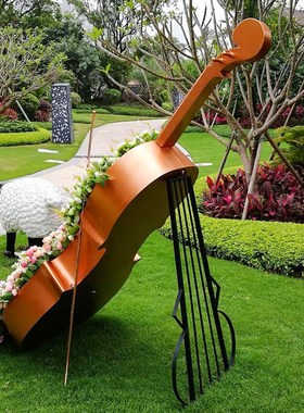 户外园林庭院大提琴花架摆件婚道具公园雕塑造景观摆设草坪装饰品