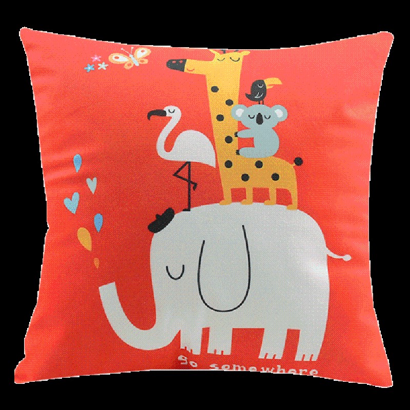 卡通ins抱枕双面短毛绒抱枕可爱公仔动物沙发靠垫汽车载腰靠枕套