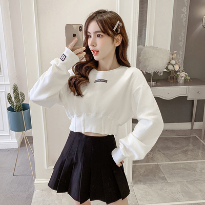 2025新款小个子短款卫衣女春秋装潮流收腰设计感小众百搭长袖上衣