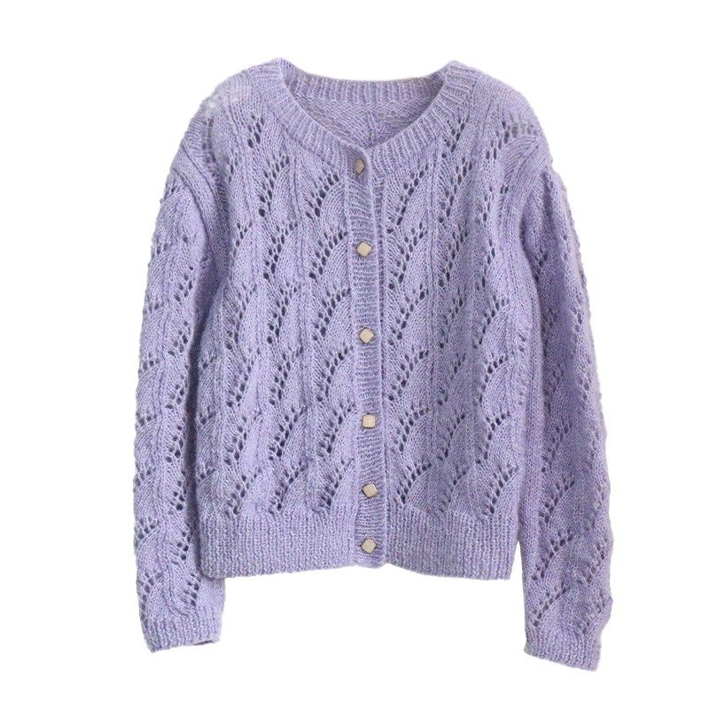 手作梦羽开衫毛衣材料包 棒针手工毛线编织diy制作 马海毛