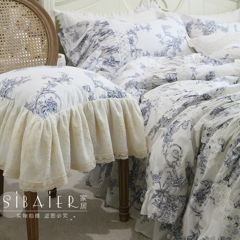 美式法式韩式公主风荷叶边蕾丝纯棉抱枕套抱枕靠枕靠枕套不含芯