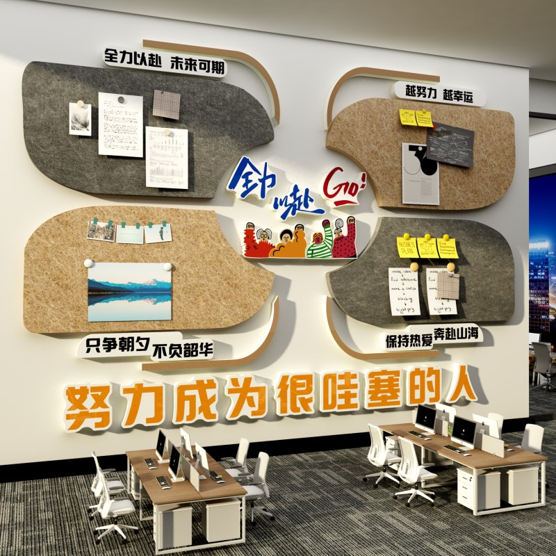 毛毡板墙面贴办公室氛围布置公司公告栏企业文化照片员工风采展示