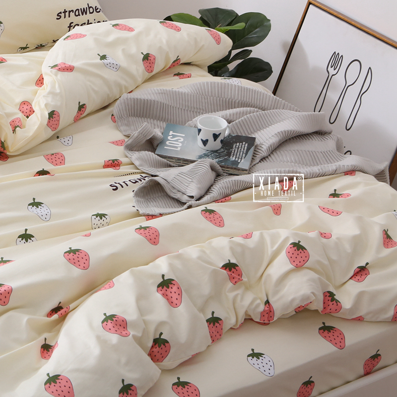 ins风被套纯棉单件1.52.0x2.31.8x2.2x2.4双人被罩全棉可爱草莓