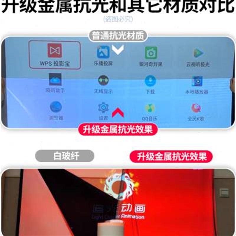 升级款便携可折叠金属抗光幕布投影幕布免打孔投影布墙贴60寸72寸