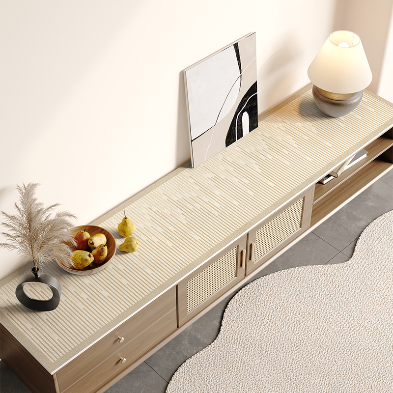 侘寂线条餐边柜垫防水防油茶几台布玄关边柜电视机柜长条耐磨桌布