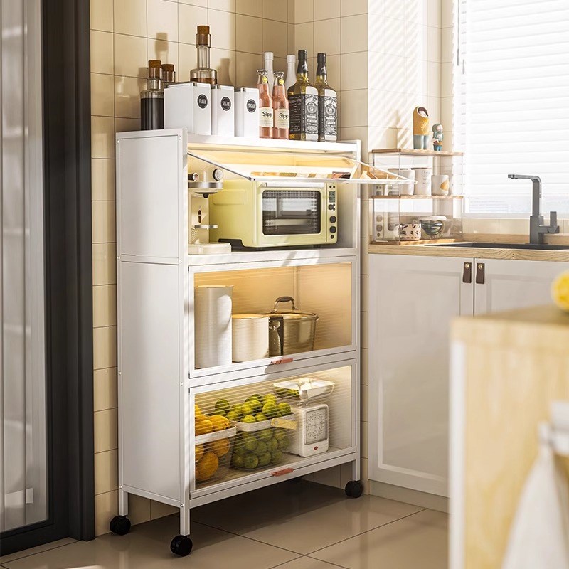 厨房夹缝置物架落地多层锅具收纳柜微波炉多功能橱柜窄缝储物架子