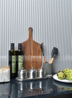 WU 物兮物 新中式绿色系厨房饰品组合调味砧板锅铲搭配摆件样板房