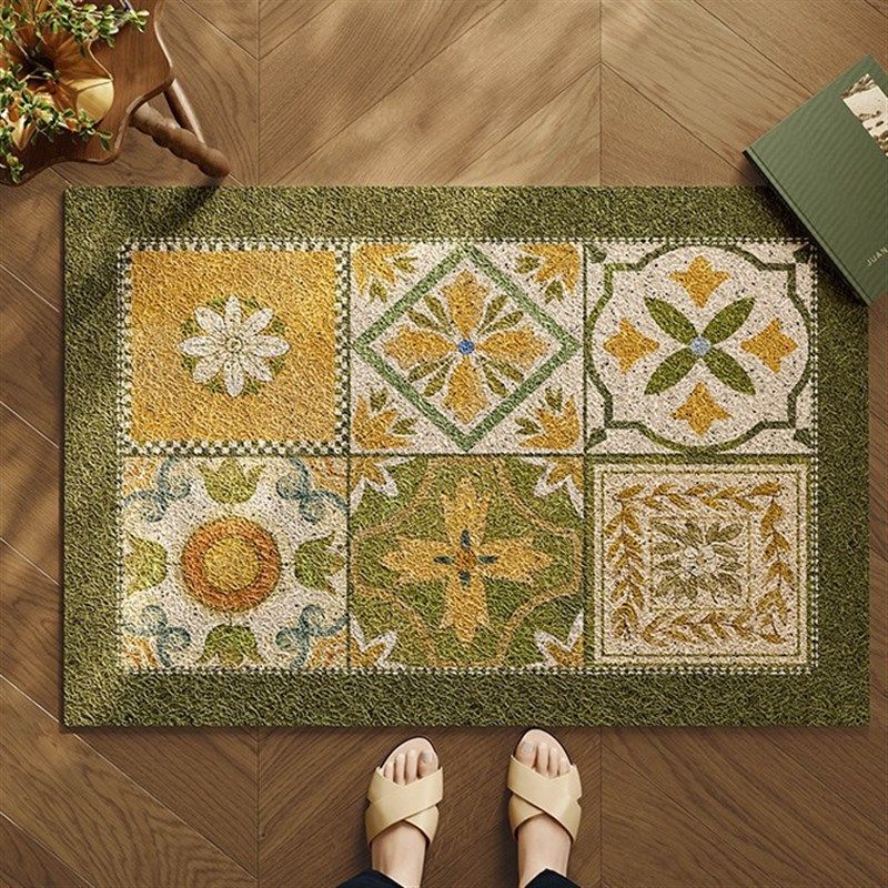 巴洛克花砖进门垫入户门垫玄关地毯丝圈PVC门口脚垫耐脏可裁蹭灰,居家布艺,入户地垫,淘宝优惠券,粉丝福利购,淘宝优惠卷