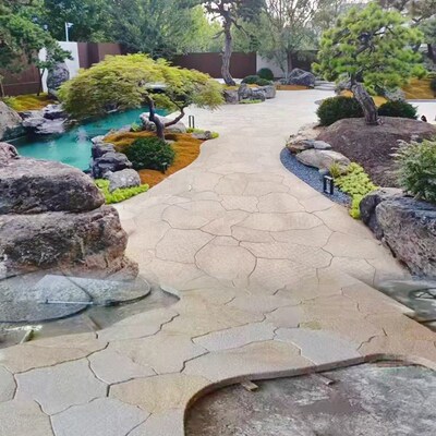 中国黑柏坡黄不规则碎拼庭院地舖石汀步石原石地图拼冰裂纹自然面