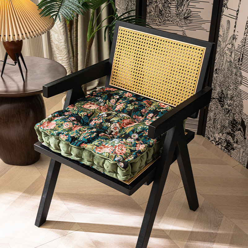 加大加厚美式田园风格坐垫现代简约圆餐椅垫榻榻米地板垫保暖电脑