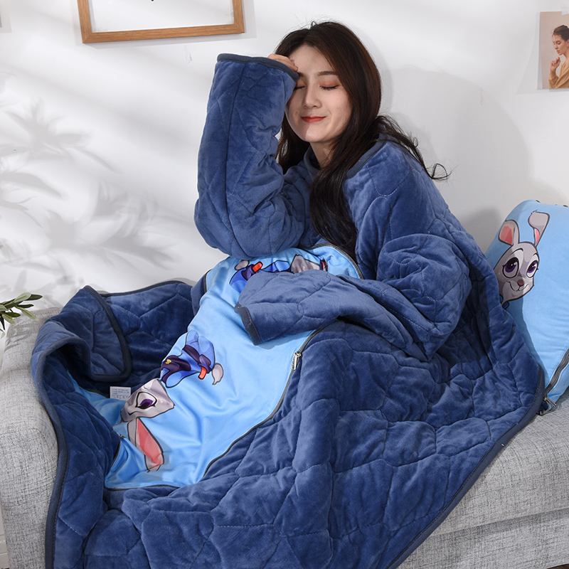 车载多功能懒人被带袖可穿抱枕被子两用I办公室午睡小毛毯冬季加