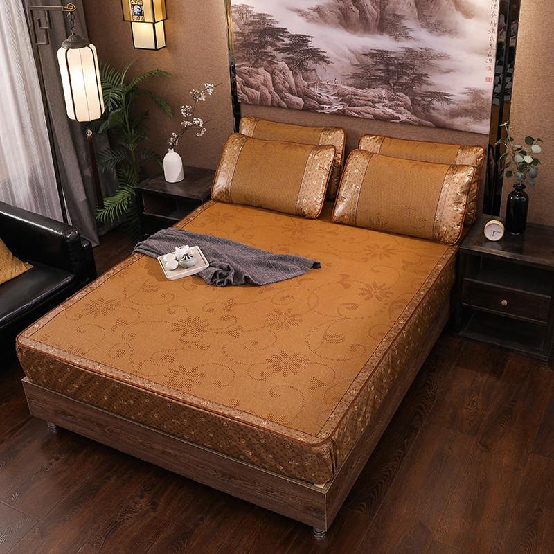 款席夏季2床空调1三件套5笠可折叠凉席1单双藤..2x2床席子8m人.米