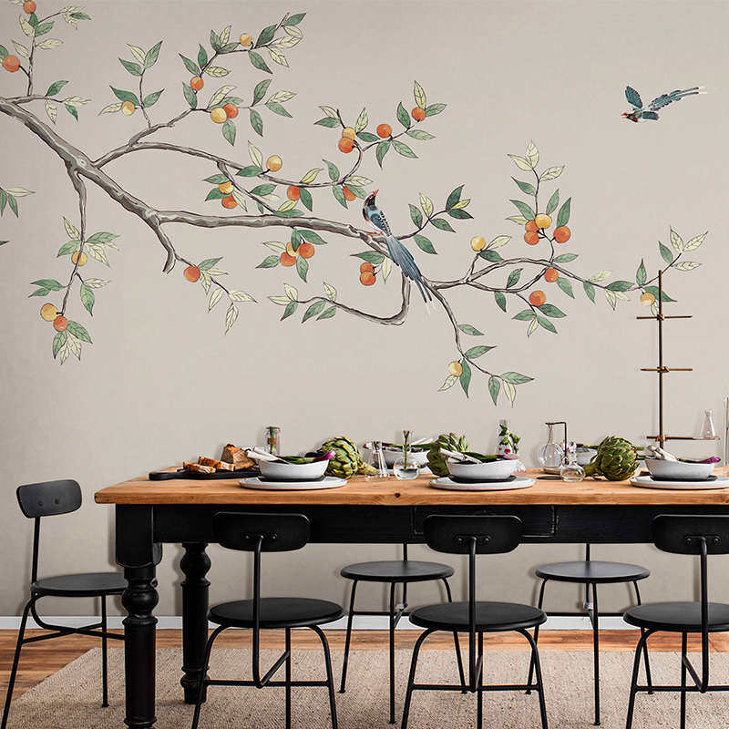 家用卧室墙壁客厅壁纸无纺布墙背景墙纸花鸟中式定制布电视布壁画
