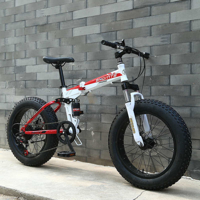 20/24/26寸折叠雪地自行车大轮宽胎沙滩双减震碟刹变速山地男女单