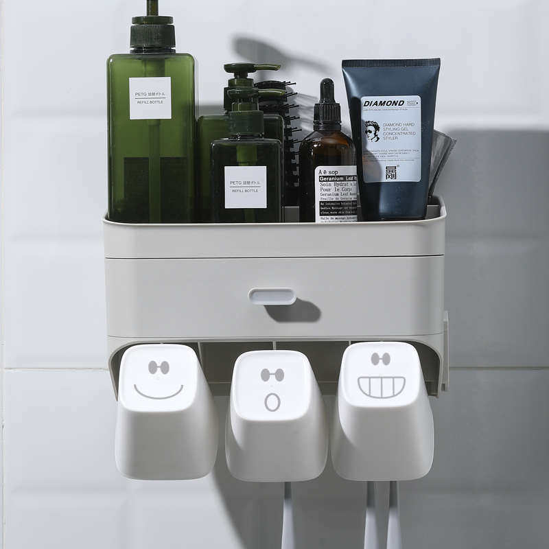 架杯吸置洗漱壁式牙刷牙刷架牙刷卫生间漱口杯牙刷物套装筒壁挂架