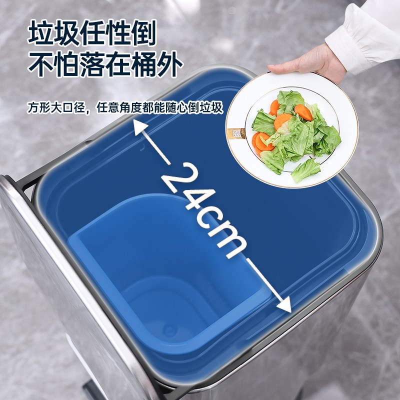双层厨房垃圾桶家用分类厨余干湿分离大号容量不锈钢收纳高桶