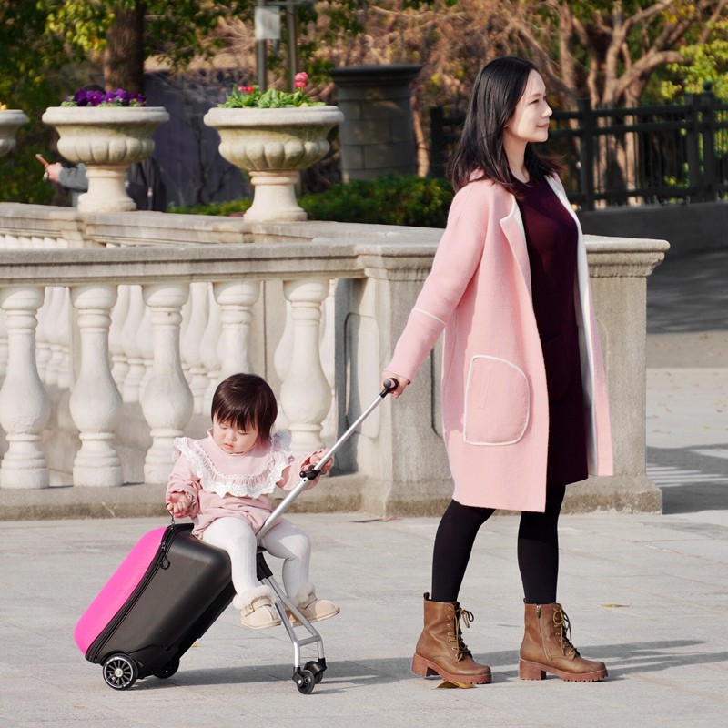 儿童行李箱可坐小孩男女孩万向轮拉杆箱懒人溜遛娃骑行带娃旅行箱