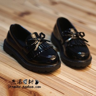 英伦风宝宝流苏马丁靴儿童女宝靴子 2021春秋季 男童黑色皮鞋 演出鞋