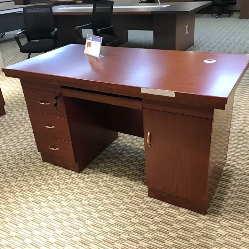 枣红色1.4米~1.6米胡桃色家用电脑桌 实木皮职员桌 实木办公桌C05