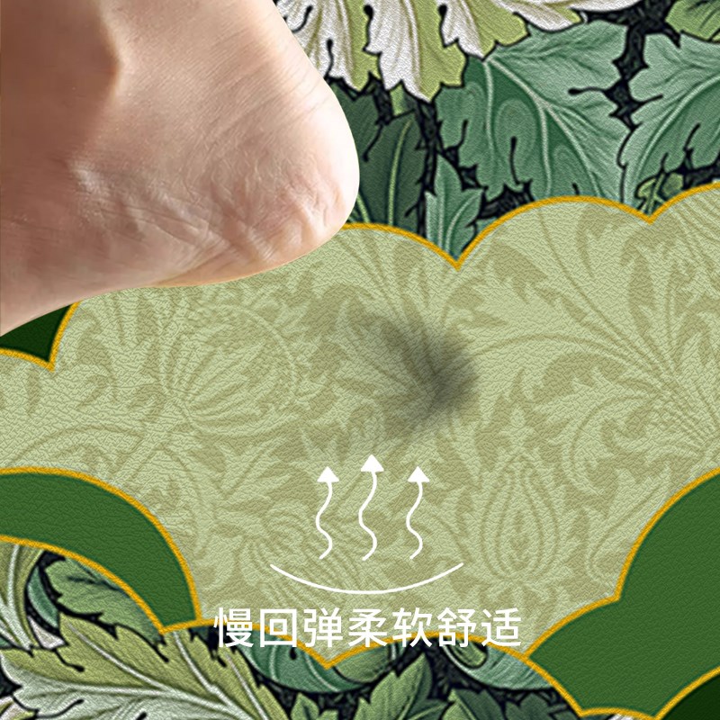 美式小清新入户门地垫威廉莫里斯花纹进门地毯皮革可擦洗门口垫子