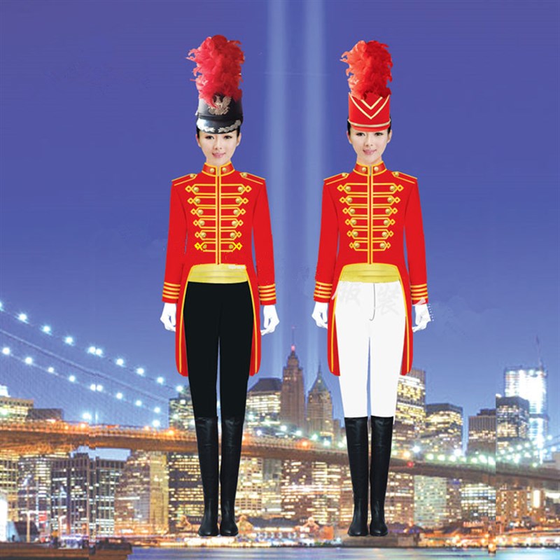 国潮儿童升旗手服装大中小学生管乐队军乐团爱国仪仗队表演鼓号服