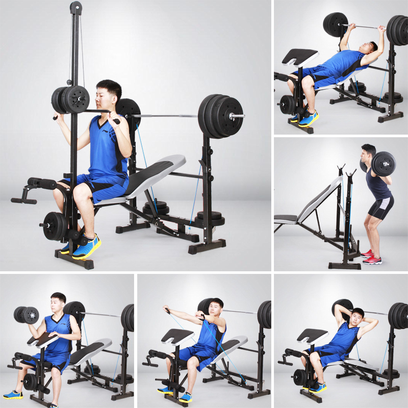 举重床卧推器杠铃床深蹲架杠铃架子高拉卧推架哑铃凳杠铃套装家用