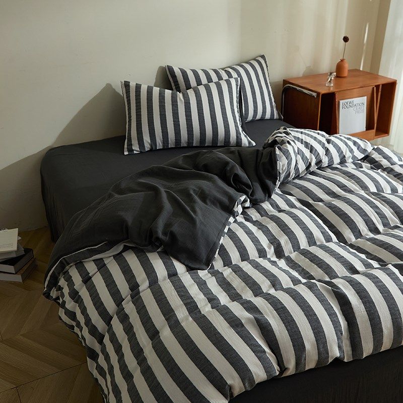 A类纯棉双层纱被套单件全棉纯色条纹被罩180x200三四件套定做订制,床上用品,被套,淘宝优惠券,粉丝福利购,淘宝优惠卷