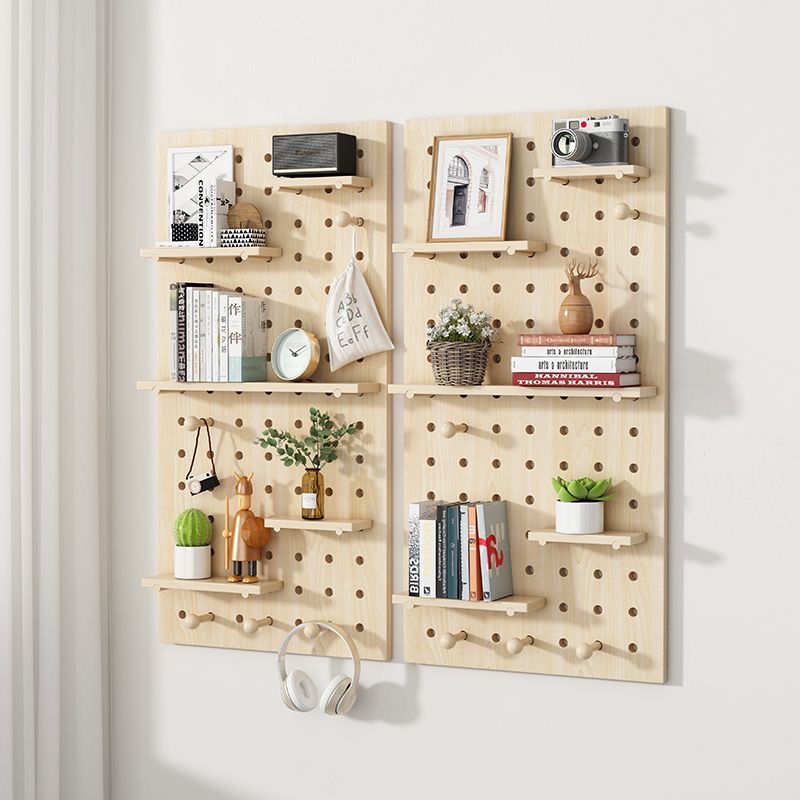 洞洞板墙上置物架定制展示架实木质入户玄关墙面挂板墙壁收纳层架