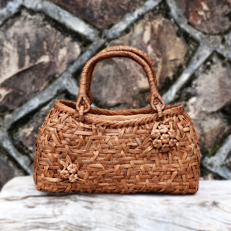 福建省非物质文化遗产 葡萄藤编包 手工编织藤编六角花包女手拎包