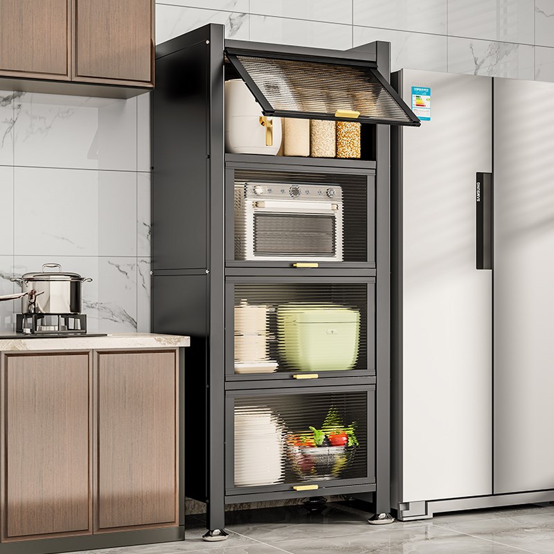 厨房置物架落地多层防尘收纳柜子家用多功能碗柜餐边柜橱柜储物柜