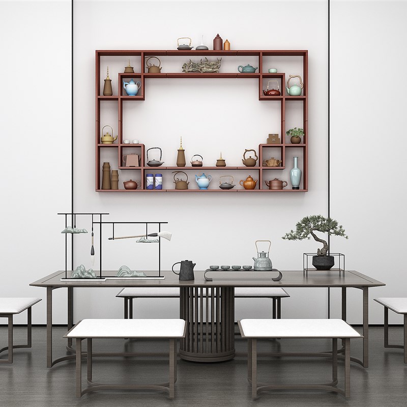 墙上置物架壁挂多宝阁紫砂壶茶具架背景墙装饰架收纳柜书柜展示架