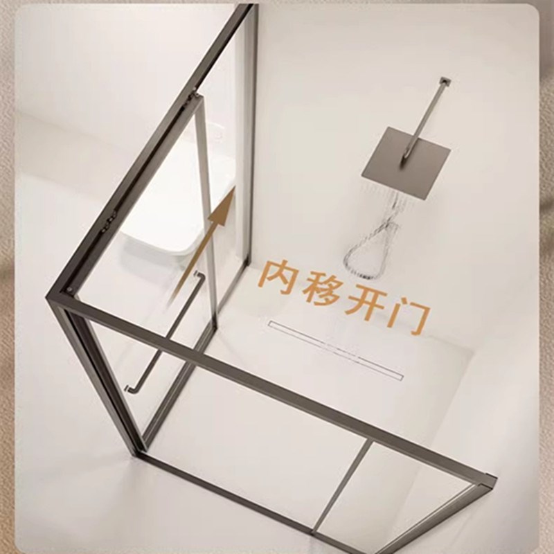 极窄直角方形l型淋浴房侧移门浴室玻璃隔断干湿分离卫生间推拉门