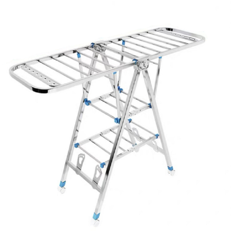 移动晾衣杆户外折叠阳台翼v型晒衣不锈钢家用落地晾衣架展示架