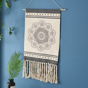 学生宿舍背景布ins布手工编织印花网红卧室挂布T装 饰遮物编织挂毯