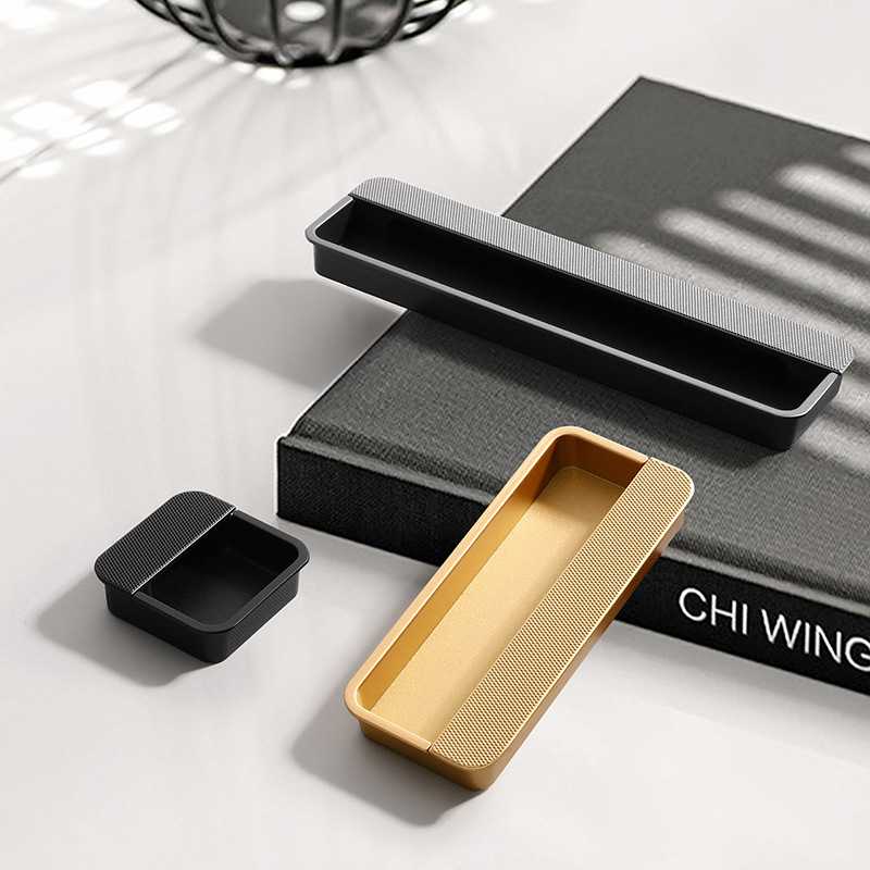 现代简约黑色嵌入式挖槽移门拉手内嵌式加长橱柜抽屉衣柜柜门把手