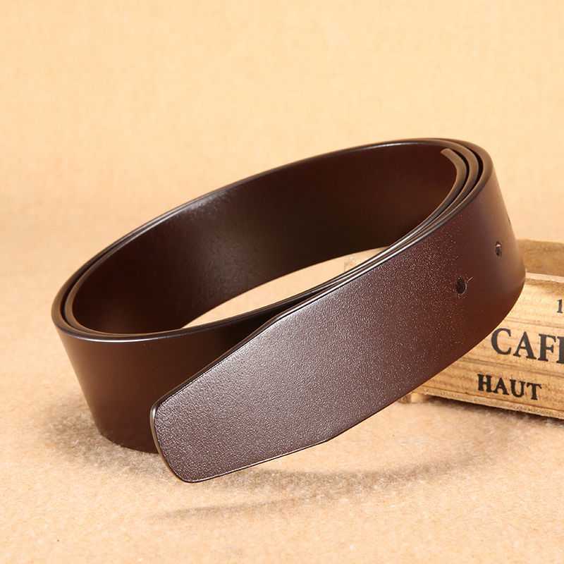 皮带男士真皮无头平滑扣针扣腰带身不带头百搭复古打孔牛皮