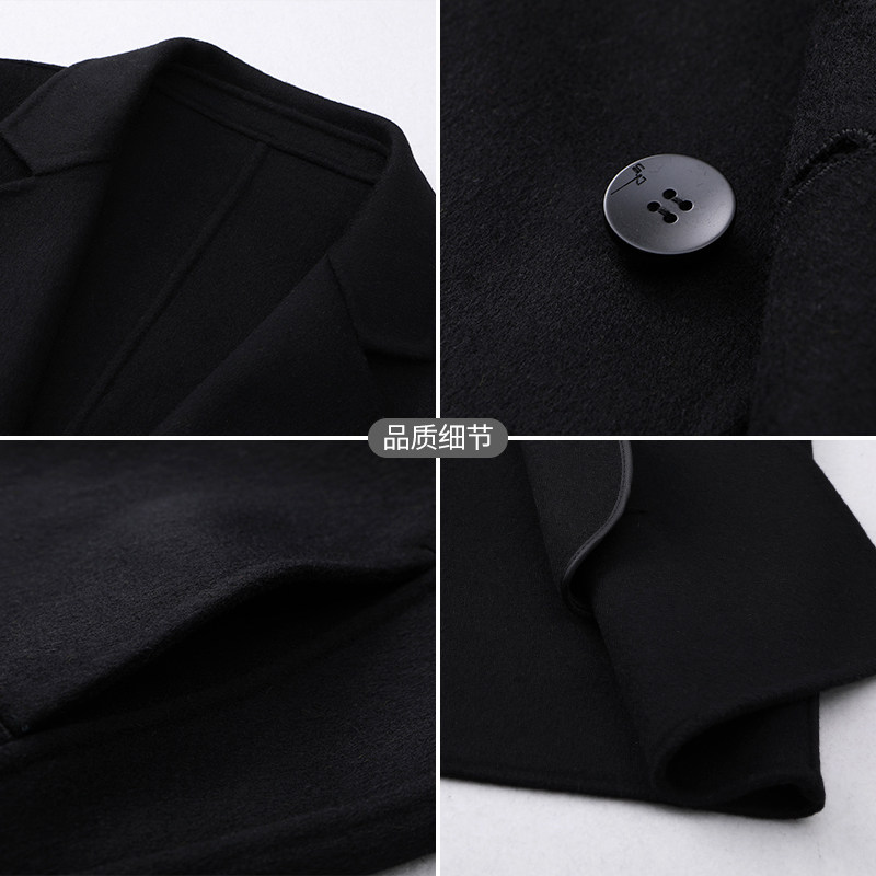 中长款秋冬装男士西装领羊毛呢子衣加肥加大码胖子双面呢大衣外套