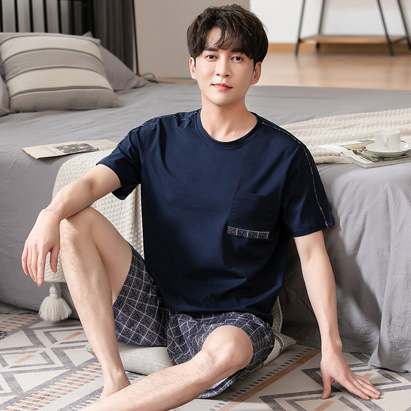 睡衣男士夏季纯棉短袖短裤薄款2021年新款夏天全棉男款家居服套装