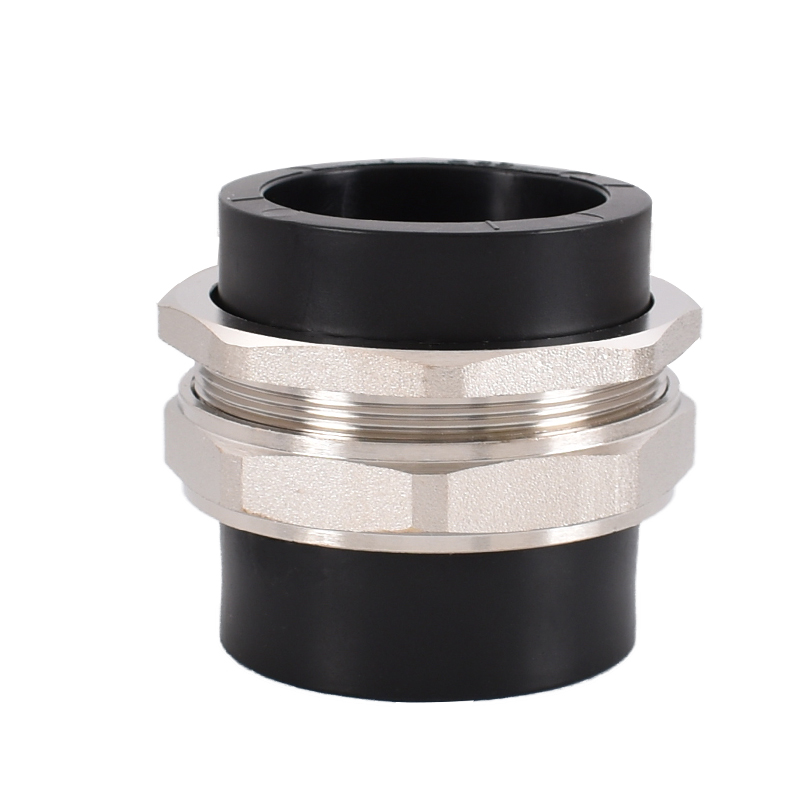 PE20 25 32 40 50 63热熔双头塑料黑色水管道接头黄铜活接pe配件