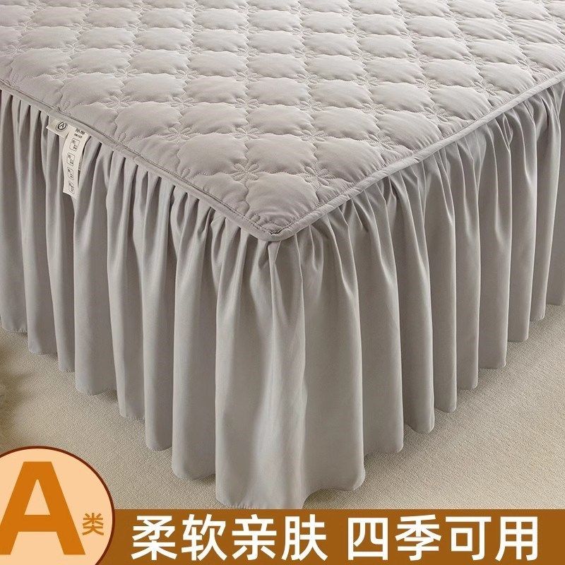 高级灰夹棉床裙高档床围裙全包围床笠床罩款A类非全棉床单带裙边,床上用品,床笠,淘宝优惠券,粉丝福利购,淘宝优惠卷