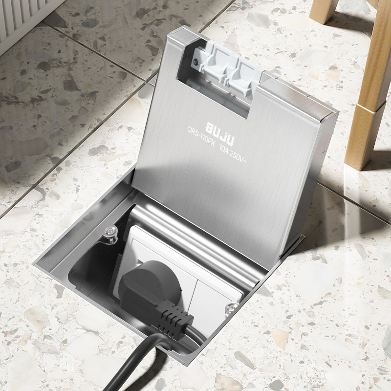 奔际110型纯平嵌入式不锈钢地插座隐形五孔网络组合隐藏地面插座