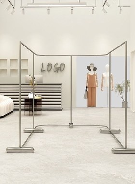 服装店展示架落地式中岛创意男女专用陈列挂衣架不锈钢拉丝