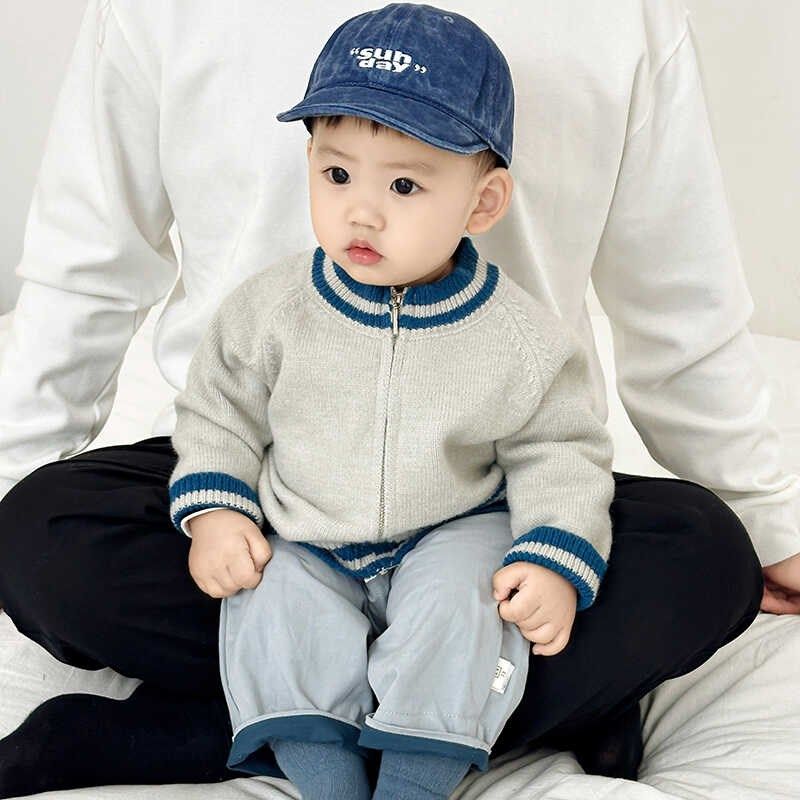 男童毛衣外套春秋装婴儿针织开衫女孩长袖T恤宝宝休闲长裤套装潮