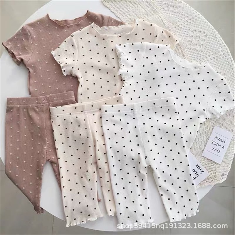 夏季短袖T恤上衣长裤1-8周岁男童女童睡衣婴幼儿套装儿童童装