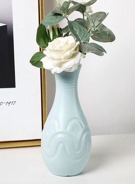 塑料花瓶北欧色花瓶装饰工艺品仿釉耐摔干湿花插花容器客厅装摆件
